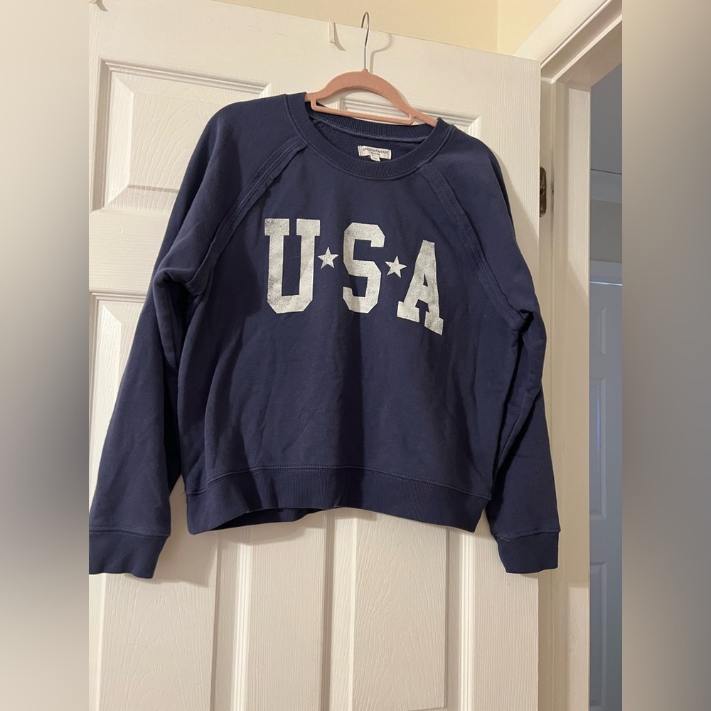 Navy Sweatshirt  With White USA Design
